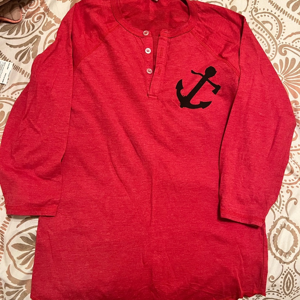 Flag Nor Fail Red Short Sleeve Tee with Anchor Design